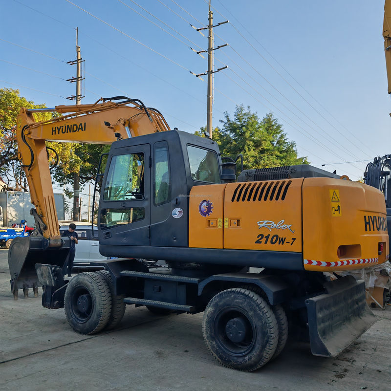 2.1m3 Capacidade de balde Excavadora de rodas usadas Hyundai 210 7 Excavadora de segunda mão