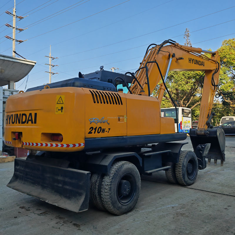 2.1m3 Capacidade de balde Excavadora de rodas usadas Hyundai 210 7 Excavadora de segunda mão